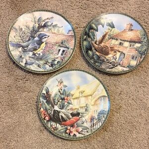 Vintage Charming Bird and Cottage Decorative Plate